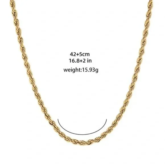 New 18K Gold Twisted Chain Minimalist Necklace, NICE NECKLACE, CUTE NECKLACE - Picture 5 of 5